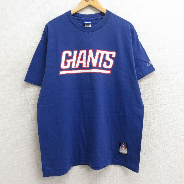 XL★古着 リーボック REEBOK 半袖 ビンテージ Tシャツ メンズ 00年代 00s NFL ニューヨークジャイアンツ コットン クルーネック 青 ブルー アメフト スーパーボウル 24jun06 中古