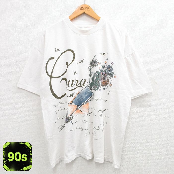 90s 半袖Tシャツ 花 ホワイト XL | 古着