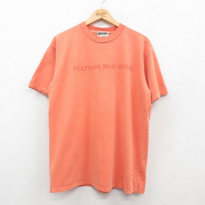 90s 半袖Tシャツ PLATTSBURGH STATE オレンジ L | 古着