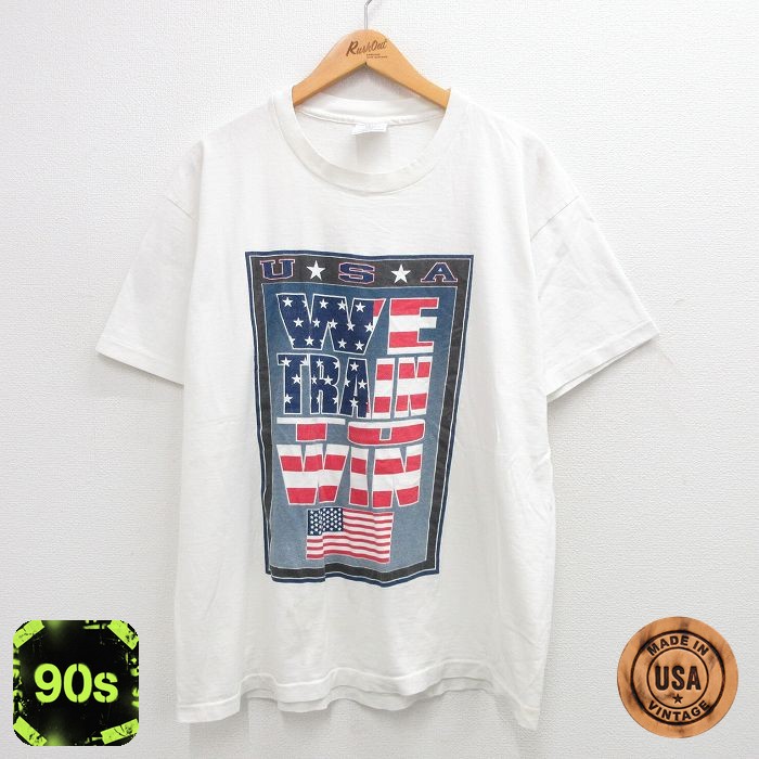 90s 半袖Tシャツ 星条旗 ホワイト XL | 古着