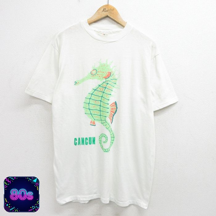 80s 半袖Tシャツ タツノオトシゴ ホワイト XL | 古着