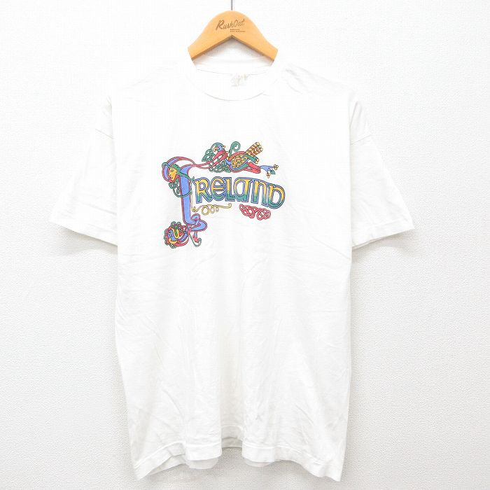 L★古着 スクリーンスターズ 半袖 ビンテージ Tシャツ メンズ 90年代 90s アイルランド 鳥 コットン クルーネック 白 ホワイト 24jun10 中古