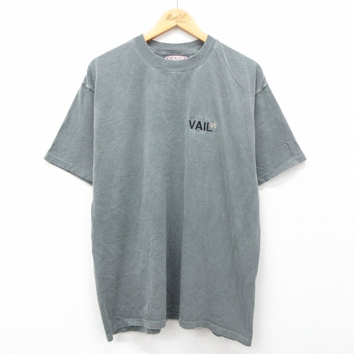 XL★古着 半袖 ビンテージ Tシャツ メンズ 00年代 00s ワンポイントロゴ コットン クルーネック USA製 濃緑 グリーン 24jun10 中古