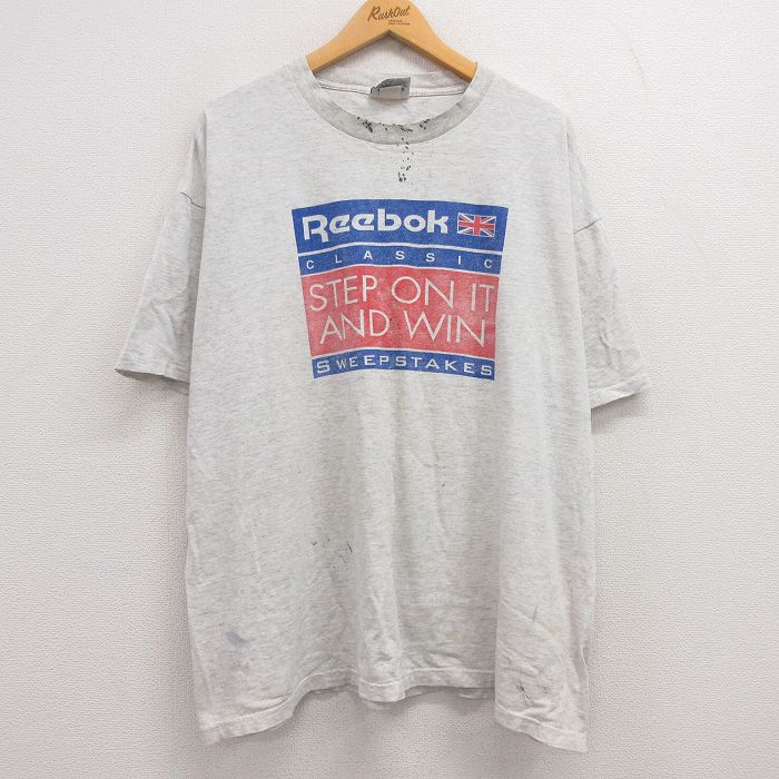 リーボック 90s 半袖Tシャツ ビッグロゴ グレー XL | 古着