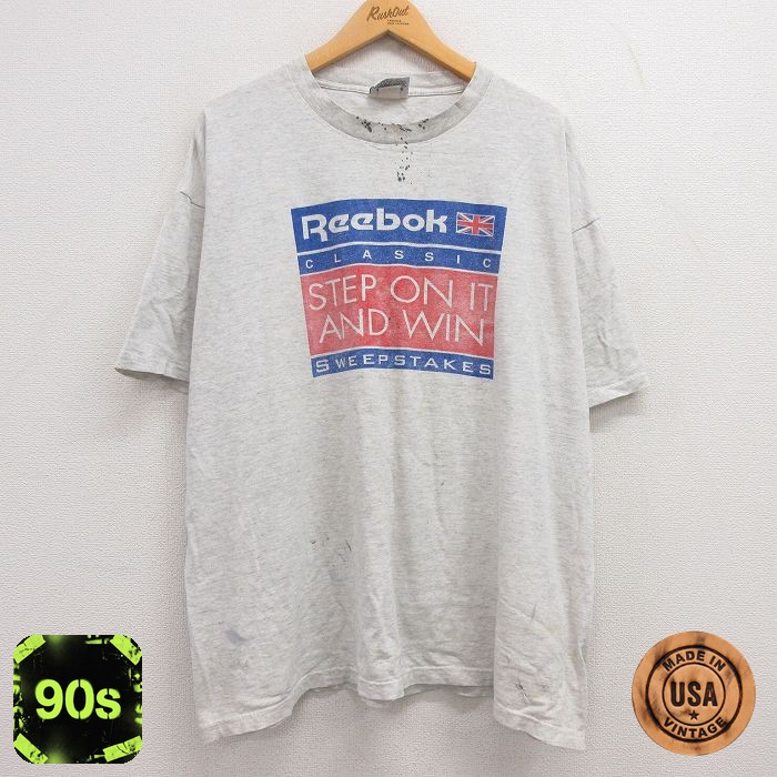 リーボック 90s 半袖Tシャツ ビッグロゴ グレー XL | 古着