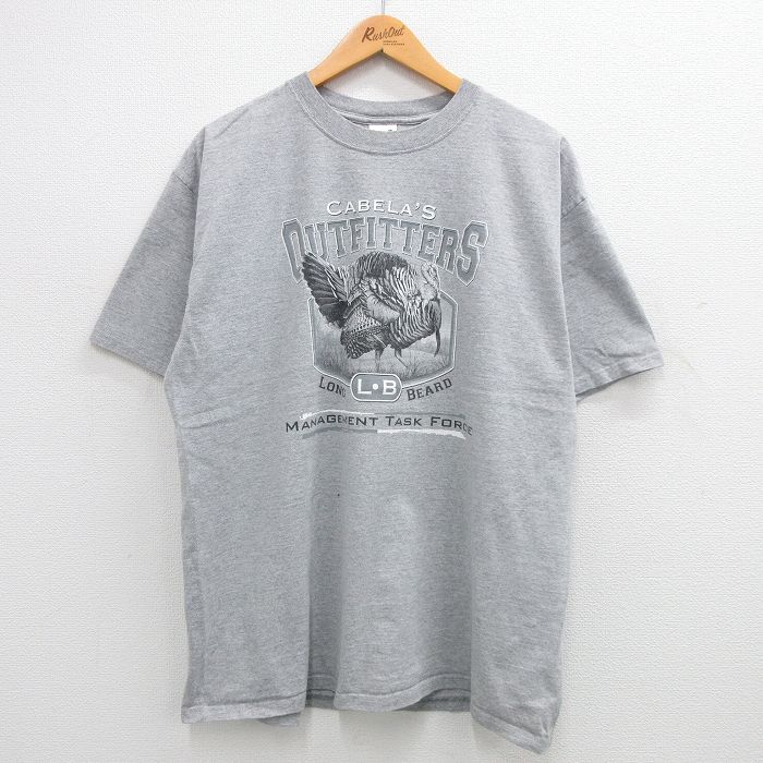 XL★古着 半袖 ビンテージ Tシャツ メンズ 00年代 00s 七面鳥 クルーネック グレー 霜降り 24jun10 中古