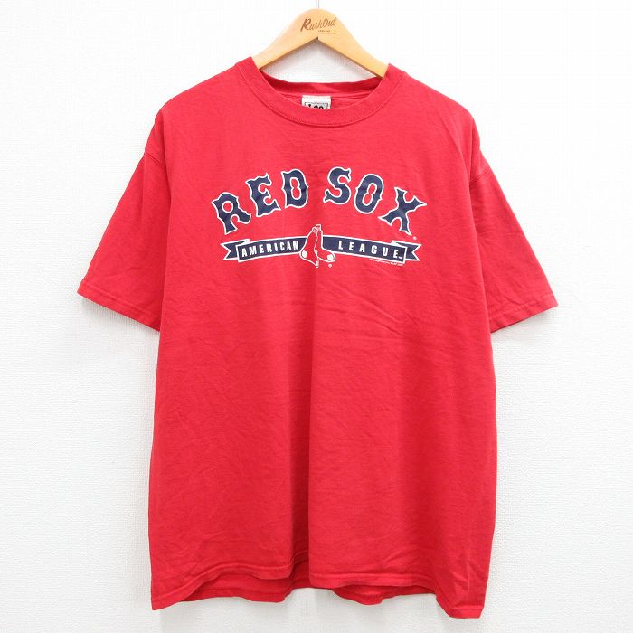 XL★古着 リー Lee 半袖 ビンテージ Tシャツ メンズ 00年代 00s MLB ボストンレッドソックス 大きいサイズ コットン クルーネック 赤 レッド メジャーリーグ ベースボール 野球 24jun10 中古