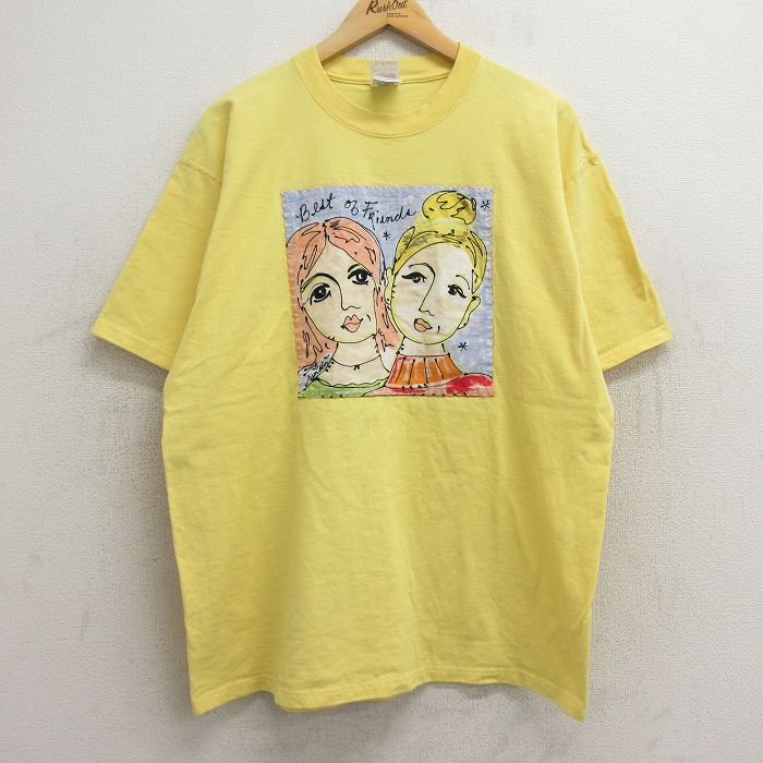 XL★古着 フルーツオブザルーム 半袖 ビンテージ Tシャツ メンズ 00年代 00s 女性 コットン クルーネック 黄 イエロー 24jun10 中古