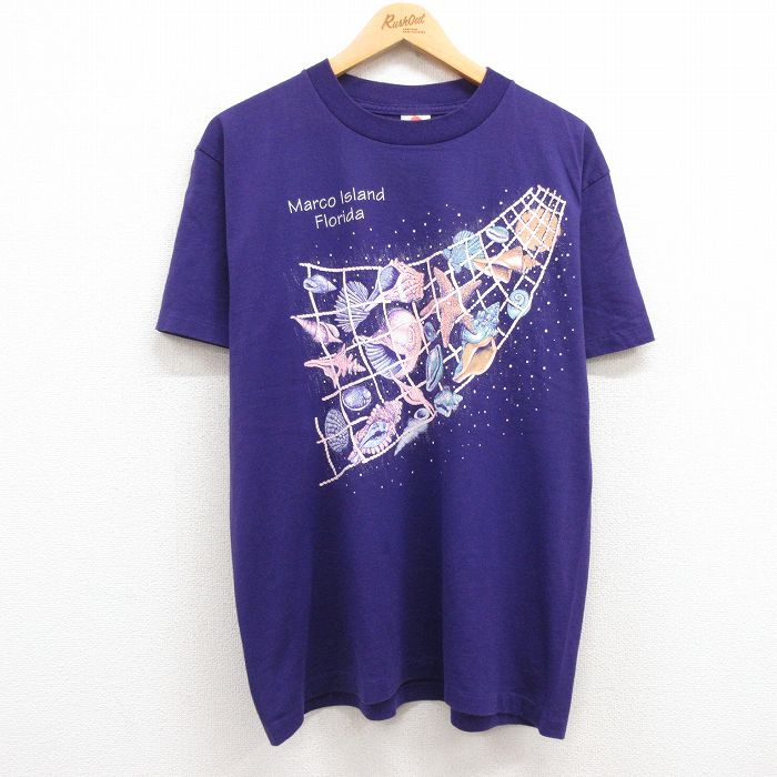 90s 半袖Tシャツ 貝殻 パープル L | 古着