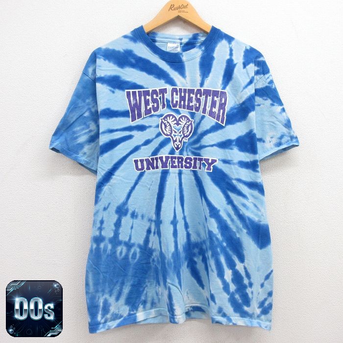 00s 半袖Tシャツ ウエストチェスター大学 ブルータイダイ L | 古着