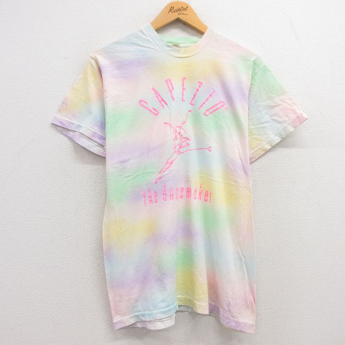 M★古着 スクリーンスターズ 半袖 ビンテージ Tシャツ メンズ 80年代 80s CAPEZIO コットン クルーネック USA製 薄ピンク他 タイダイ 24jun11 中古