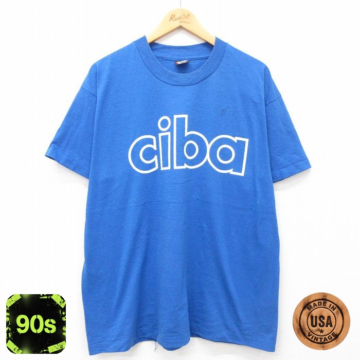 フルーツオブザルーム 90s 半袖Tシャツ Ciba ブルー XL | 古着