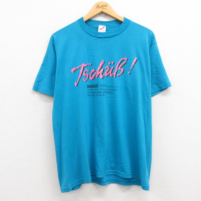 L★古着 ジャージーズ 半袖 ビンテージ Tシャツ メンズ 80年代 80s tschuB クルーネック USA製 水色 24jun11 中古