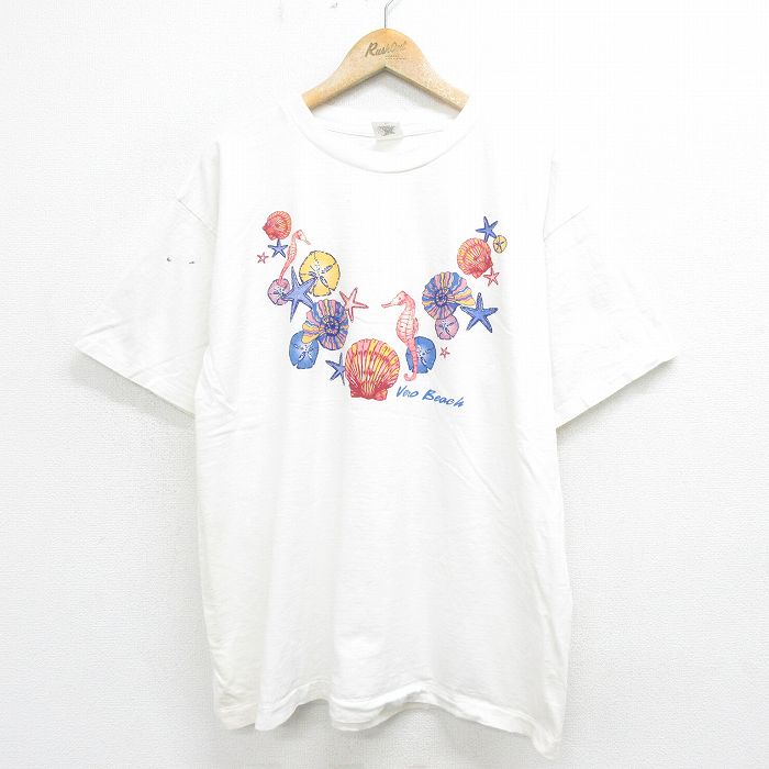 90s 半袖Tシャツ タツノオトシゴ ホワイト XL | 古着