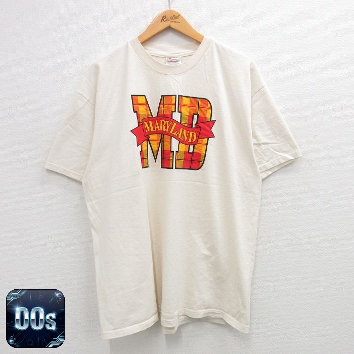 ヘインズ 00s 半袖Tシャツ メリーランド ベージュ XL | 古着