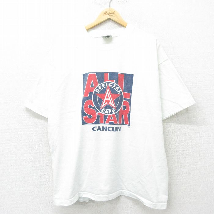 XL★古着 半袖 ビンテージ Tシャツ メンズ 90年代 90s カンクン 大きいサイズ コットン 白 ホワイト 【spe】 24jun13 中古