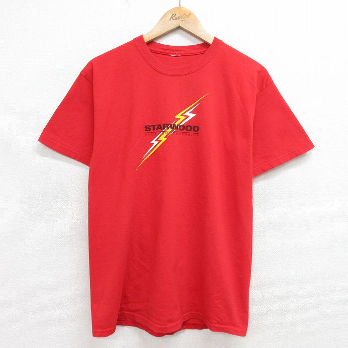 M★古着 半袖 ビンテージ Tシャツ メンズ 00年代 00s スターウッド イナズマ クルーネック 赤 レッド 24jun14 中古