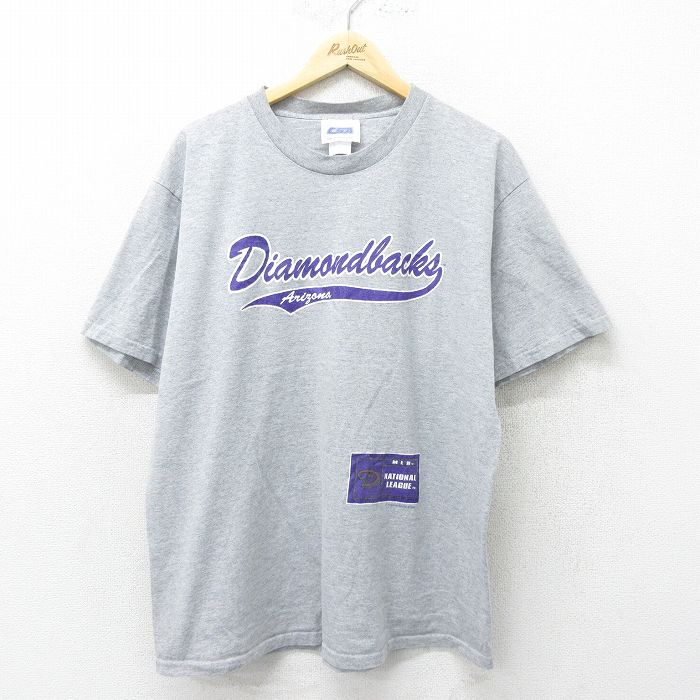 XL★古着 半袖 ビンテージ Tシャツ メンズ 00年代 00s MLB アリゾナダイヤモンドバックス クルーネック グレー 霜降り メジャーリーグ ベースボール 野球 24jun15 中古