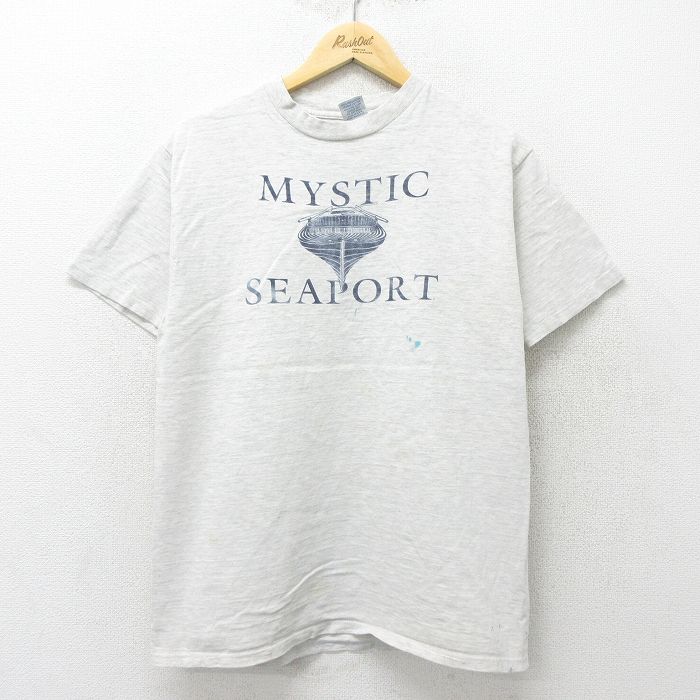 M★古着 半袖 ビンテージ Tシャツ メンズ 90年代 90s ポート コットン クルーネック USA製 薄グレー 霜降り 24jun15 中古