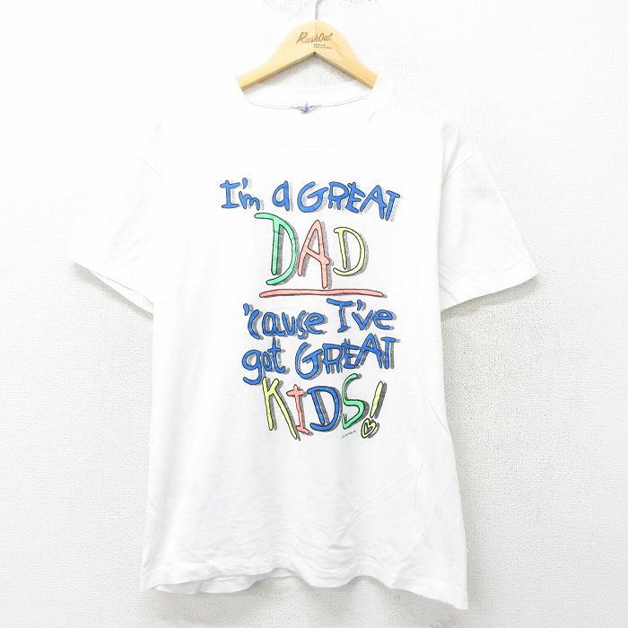 L★古着 半袖 ビンテージ Tシャツ メンズ 80年代 80s DAD クルーネック USA製 白 ホワイト 24jun15 中古
