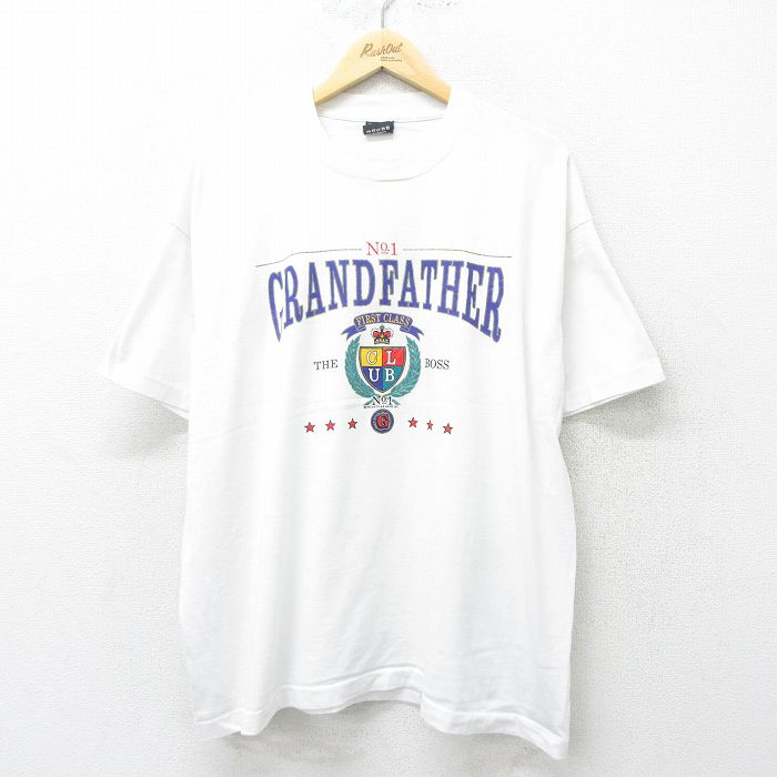 XL★古着 フルーツオブザルーム 半袖 ビンテージ Tシャツ メンズ 90年代 90s グランドファーザー 大きいサイズ クルーネック USA製 白 ホワイト 24jun20 中古