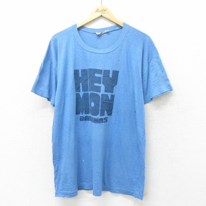 80s 半袖Tシャツ HEY MON ネイビー XL | 古着