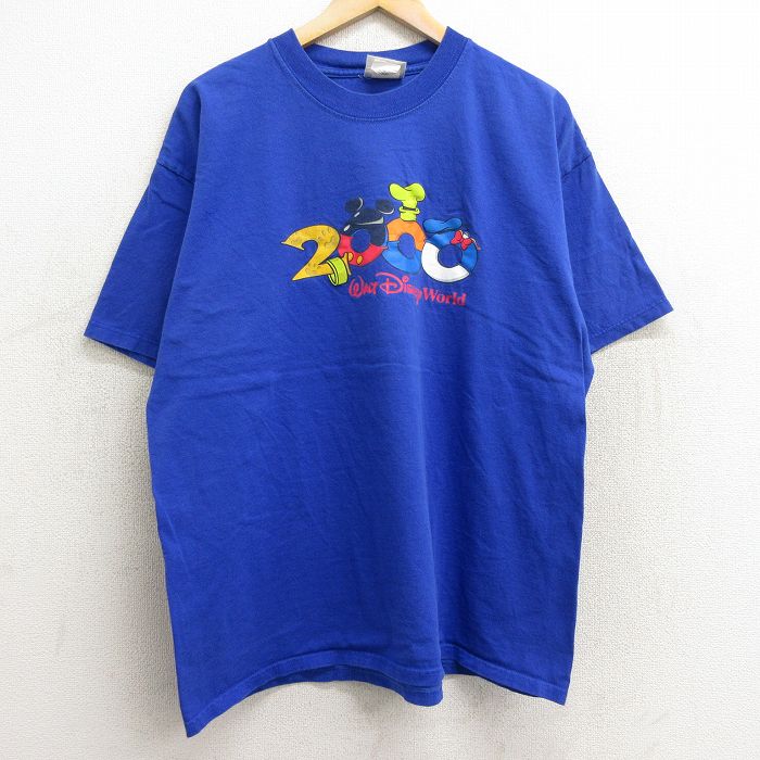 【20%OFF】XL★古着 半袖 ビンテージ Tシャツ メンズ 00年代 00s ディズニー DISNEY 大きいサイズ コットン クルーネック カナダ製 青 ブルー 24jun21 中古