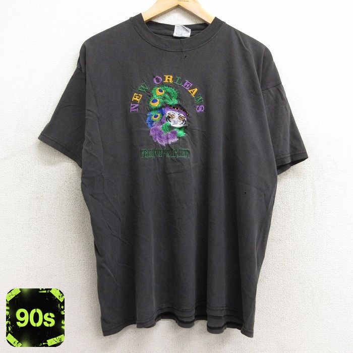 All Sport 90s 半袖Tシャツ ニューオーリンズ仮面刺繍 ブラック XL | 古着