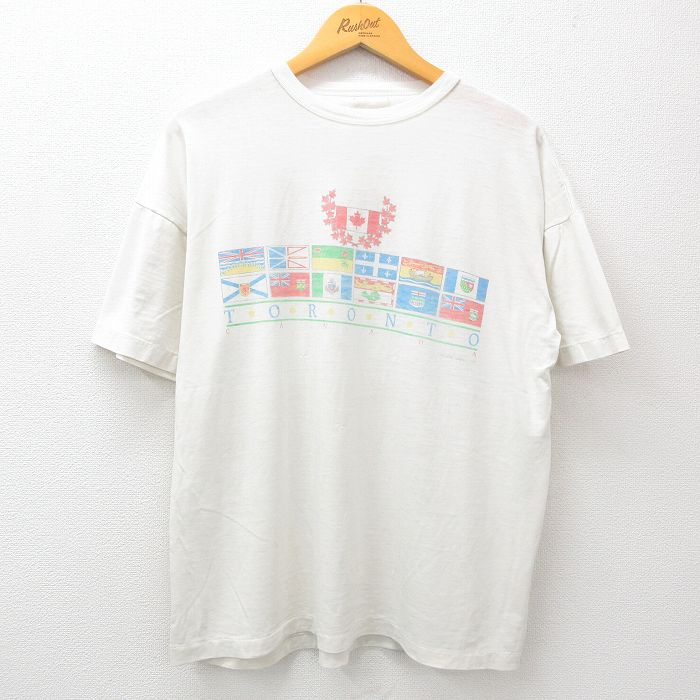 90s 半袖Tシャツ 国旗 ホワイト XL | 古着