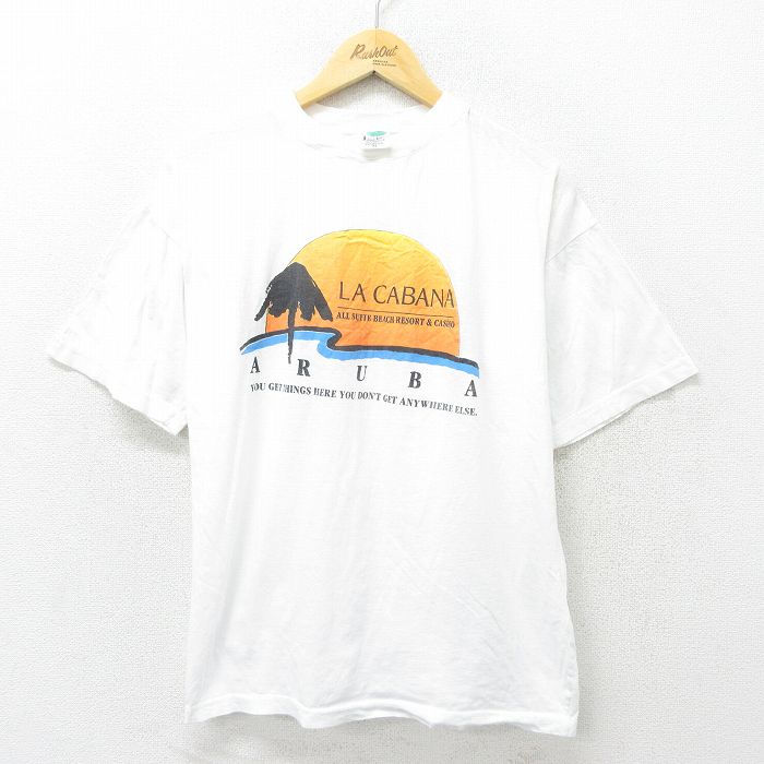 XL★古着 半袖 ビンテージ Tシャツ メンズ 00年代 00s ARUBA コットン クルーネック 白 ホワイト 24jun25 中古