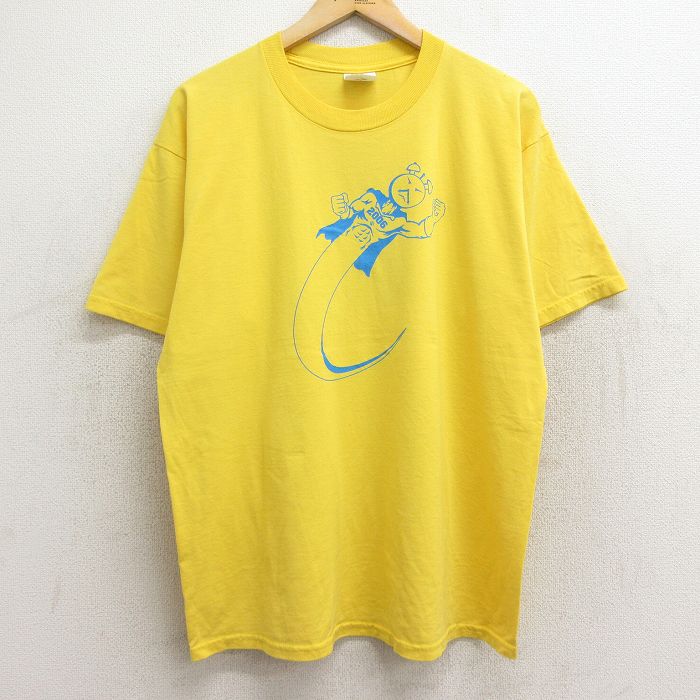 00s 半袖Tシャツ 時計肉球 イエロー XL | 古着