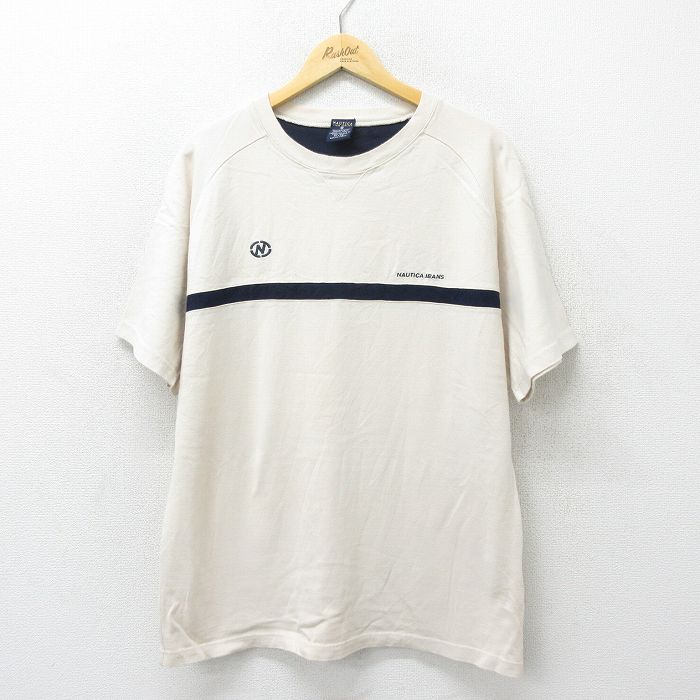 【50%OFF】ノーティカ 90s 半袖Tシャツ ワンポイントロゴ ベージュ XL | 古着