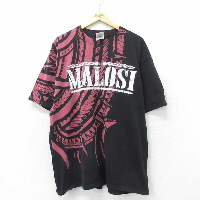 【50%OFF】XL★古着 半袖 ビンテージ Tシャツ メンズ 00年代 00s MACOSI 大きいサイズ コットン クルーネック 黒 ブラック 24jun26 中古