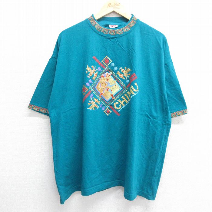 00s 半袖Tシャツ CHIMU ライトブルー XL | 古着