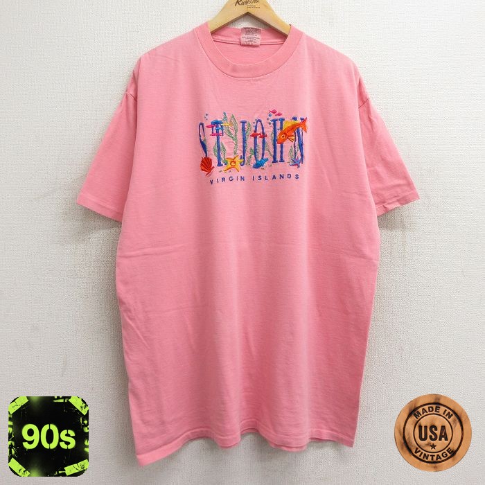 【50%OFF】セントジョン 90s 半袖Tシャツ 魚刺繍 ピンク XL | 古着