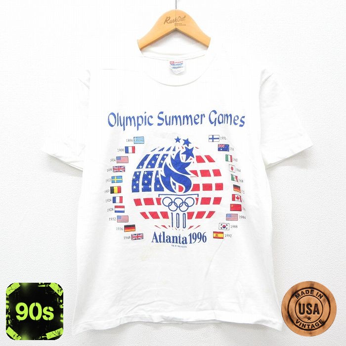 ヘインズ 90s 半袖Tシャツ アトランタオリンピック ホワイト メンズM相当 | 古着