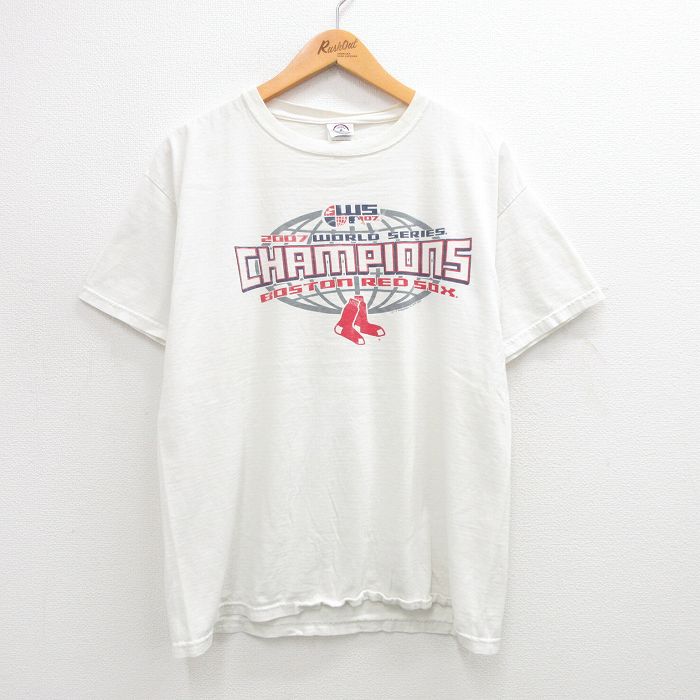 XL★古着 半袖 ビンテージ Tシャツ メンズ 00年代 00s MLB ボストンレッドソックス ワールドシリーズ コットン クルーネック 白 ホワイト メジャーリーグ ベースボール 野球 24jul01 中古