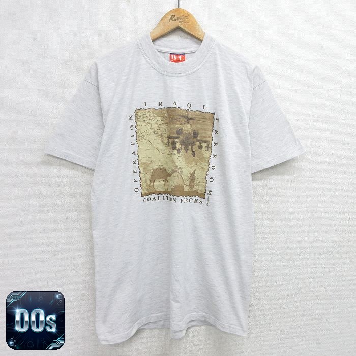 00s 半袖Tシャツ ヘリコプター グレー霜降り L | 古着