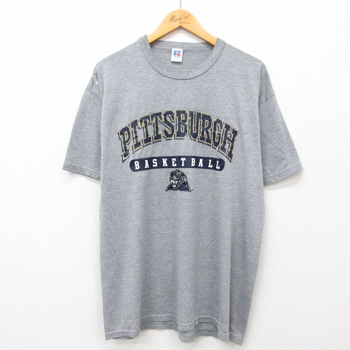 XL★古着 ラッセル 半袖 ビンテージ Tシャツ メンズ 00年代 00s ピッツバーグパンサーズ バスケットボール クルーネック グレー 霜降り 24jul01 中古