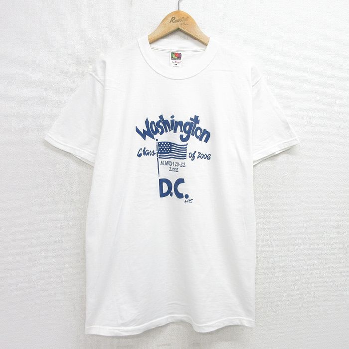 L★古着 フルーツオブザルーム 半袖 ビンテージ Tシャツ メンズ 00年代 00s ワシントンDC コットン クルーネック 白 ホワイト 24jul01 中古