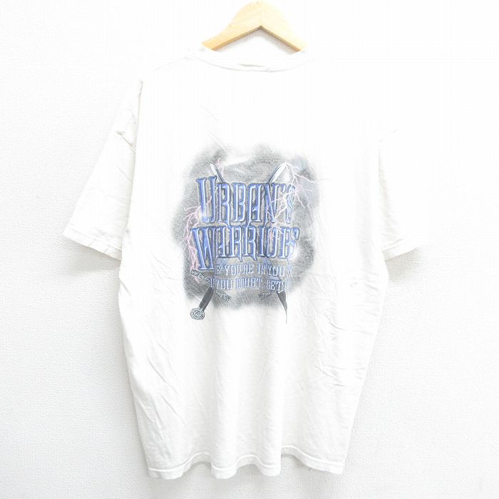 XL★古着 フルーツオブザルーム 半袖 ビンテージ Tシャツ メンズ 00年代 00s URBANS WARRIORS 剣 大きいサイズ コットン クルーネック 白 ホワイト 24jul02 中古