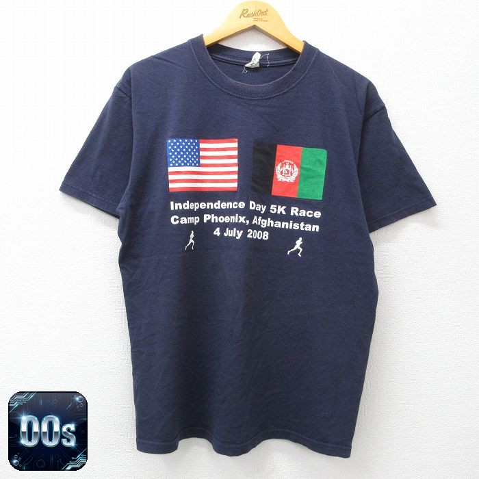 00s 半袖Tシャツ 星条旗 ネイビー L | 古着