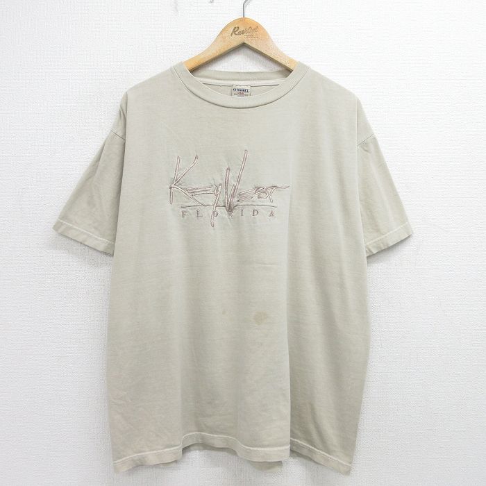 【50%OFF】00s 半袖Tシャツ キーウエスト フロリダ刺繍 ベージュ XL | 古着