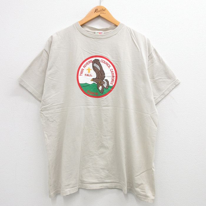XL★古着 フルーツオブザルーム 半袖 ビンテージ Tシャツ メンズ 00年代 00s ワシ ツインリバーズ 大きいサイズ コットン クルーネック ベージュ系 カーキ 24jul04 中古