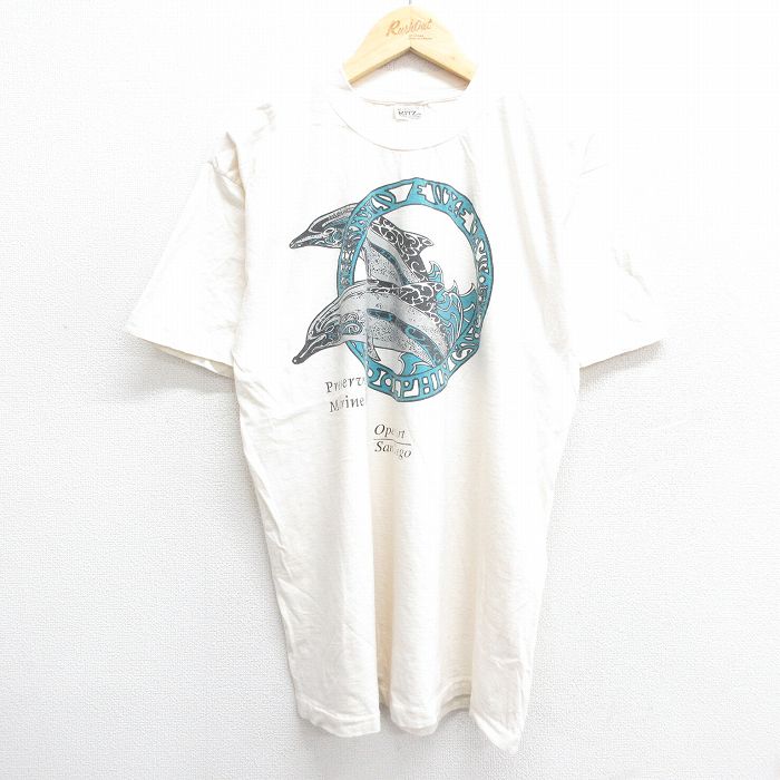 90s 半袖Tシャツ イルカ 生成り L | 古着