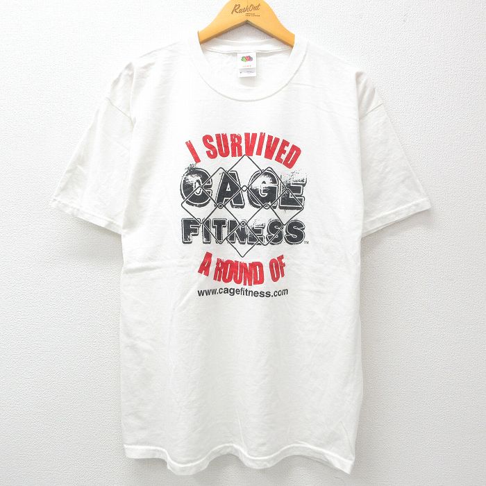 XL★古着 フルーツオブザルーム 半袖 ビンテージ Tシャツ メンズ 00年代 00s フィットネス コットン クルーネック 白 ホワイト 24jul08 中古