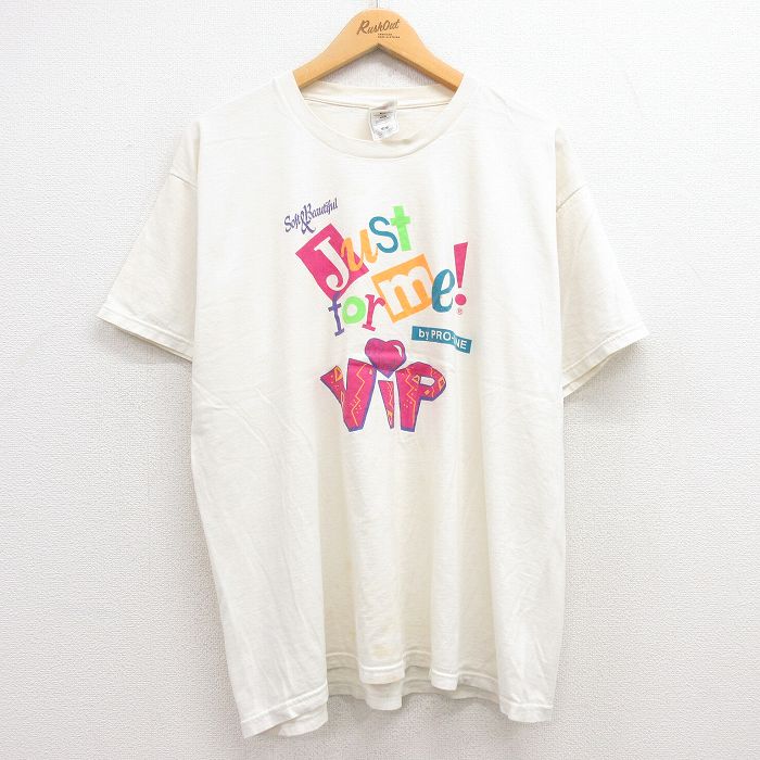XL★古着 フルーツオブザルーム 半袖 ビンテージ Tシャツ メンズ 00年代 00s JUST VIP　コットン クルーネック 白 ホワイト 24jul09 中古