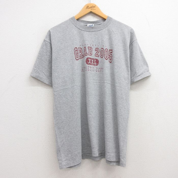 XL★古着 半袖 ビンテージ Tシャツ メンズ 00年代 00s GRAD クルーネック グレー 霜降り 24jul09 中古