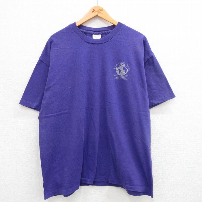 XL★古着 半袖 ビンテージ Tシャツ メンズ 00年代 00s 地球 大きいサイズ コットン クルーネック 紫 パープル 24jul10 中古