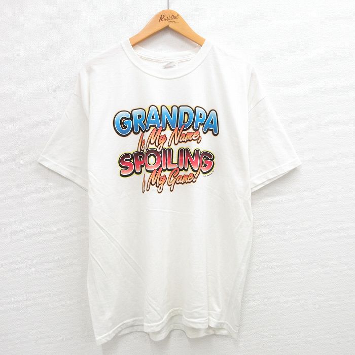 XL★古着 ヘインズ Hanes 半袖 ビンテージ Tシャツ メンズ 00年代 00s GRANDPA 大きいサイズ クルーネック 白 ホワイト 24jul11 中古